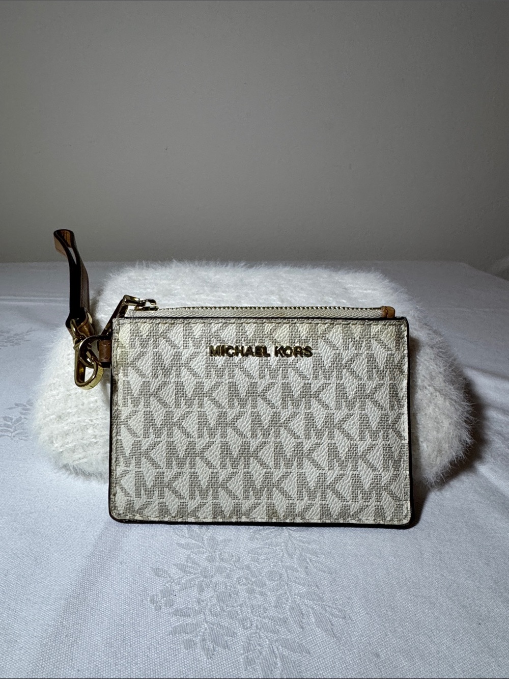 Michael Kors Beige/Light Brown Signature MK Wristlet